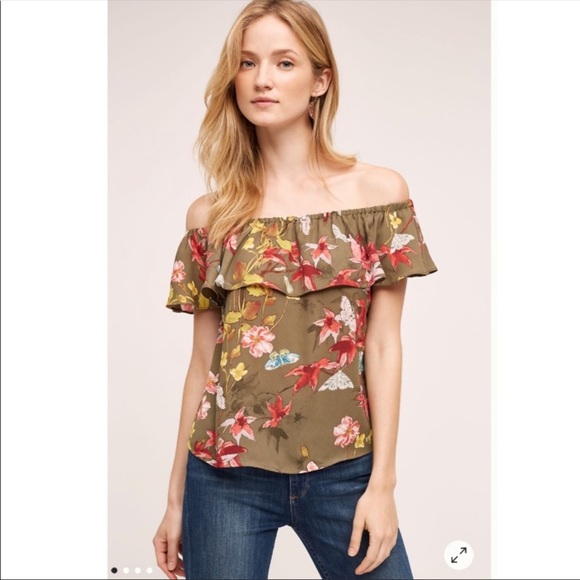 Anthropologie Maeve Vallita Off The Shoulder Floral Top Size S - Picture 4 of 13